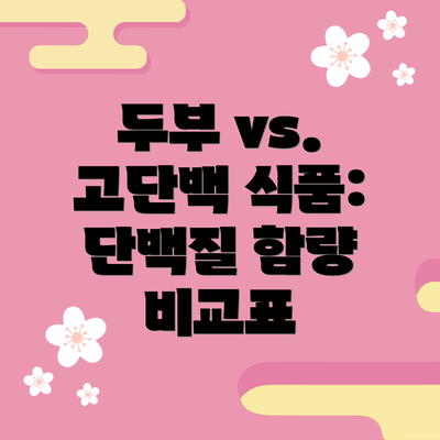 두부 vs. 고단백 식품: 단백질 함량 비교표