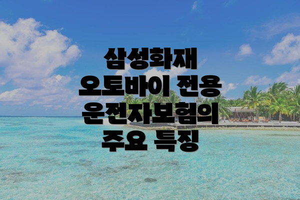 삼성화재 오토바이 전용 운전자보험의 주요 특징