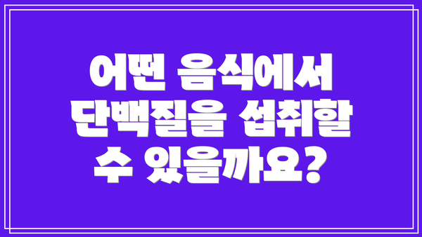 어떤 음식에서 단백질을 섭취할 수 있을까요?