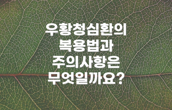 우황청심환의 복용법과 주의사항은 무엇일까요?