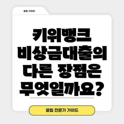 키위뱅크 비상금대출의 다른 장점은 무엇일까요?