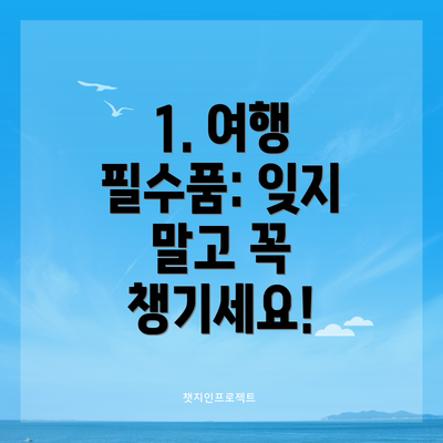 1. 여행 필수품: 잊지 말고 꼭 챙기세요!