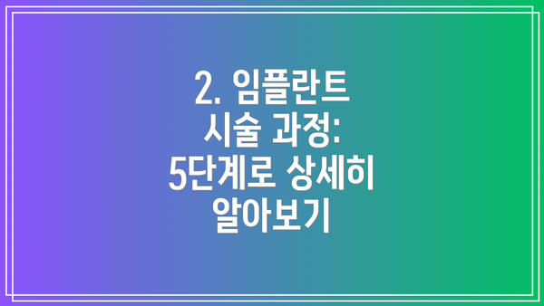 2. 임플란트 시술 과정: 5단계로 상세히 알아보기