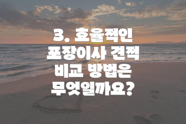 3. 효율적인 포장이사 견적 비교 방법은 무엇일까요?