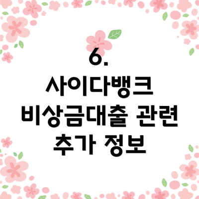 6.  사이다뱅크 비상금대출 관련 추가 정보