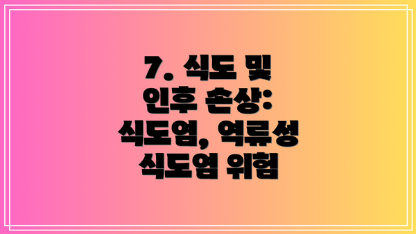 7. 식도 및 인후 손상: 식도염, 역류성 식도염 위험