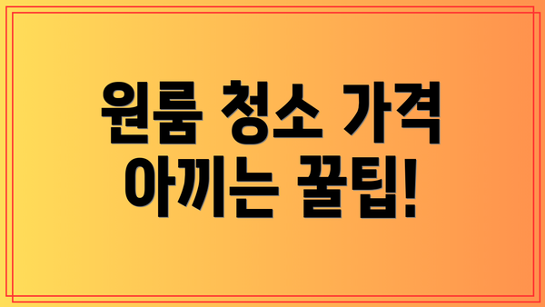 원룸 청소 가격 아끼는 꿀팁!