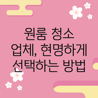 원룸 청소 업체, 현명하게 선택하는 방법