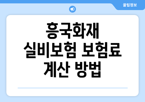 흥국화재 실비보험 보험료 계산 방법