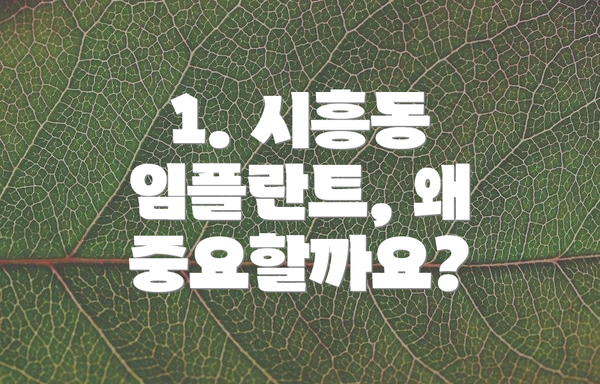1. 시흥동 임플란트, 왜 중요할까요?