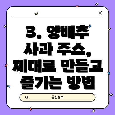 3. 양배추 사과 주스, 제대로 만들고 즐기는 방법