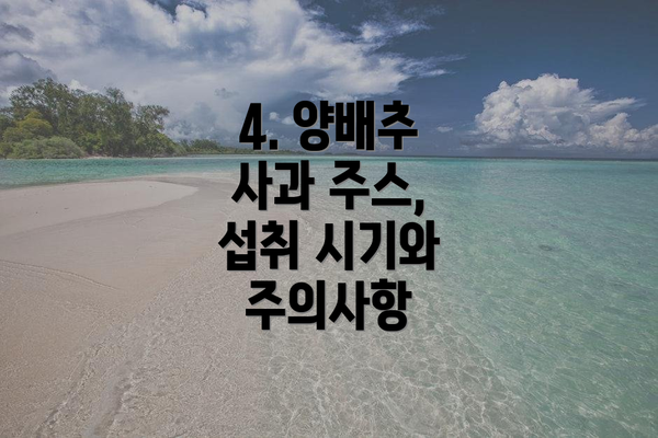 4. 양배추 사과 주스,  섭취 시기와 주의사항