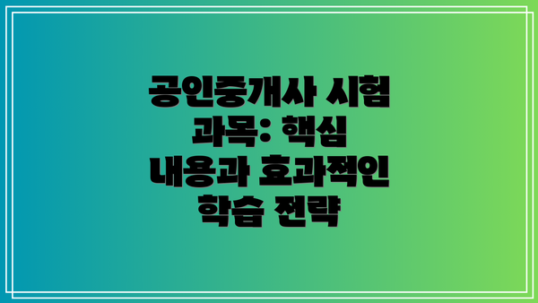 공인중개사 시험 과목: 핵심 내용과 효과적인 학습 전략