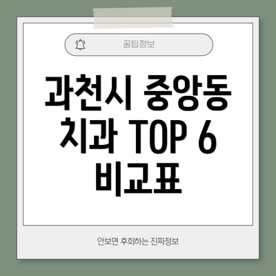 과천시 중앙동 치과 TOP 6 비교표
