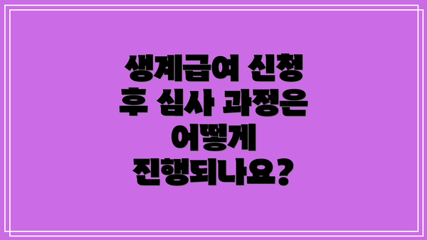 생계급여 신청 후 심사 과정은 어떻게 진행되나요?