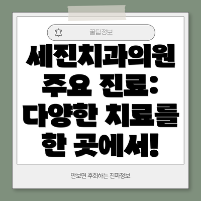 세진치과의원 주요 진료:  다양한 치료를 한 곳에서!