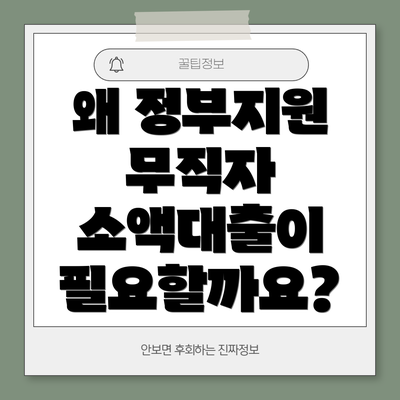 왜 정부지원 무직자 소액대출이 필요할까요?