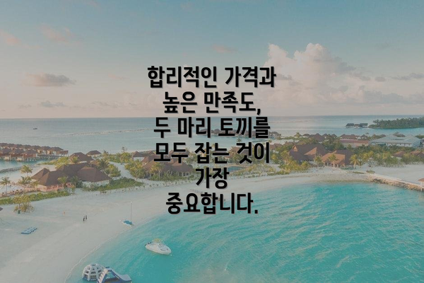 합리적인 가격과 높은 만족도, 두 마리 토끼를 모두 잡는 것이 가장 중요합니다.