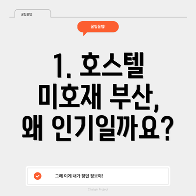 1. 호스텔 미호재 부산, 왜 인기일까요?