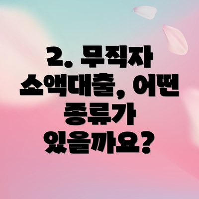 2. 무직자 소액대출, 어떤 종류가 있을까요?