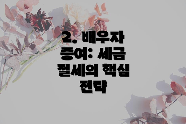 2. 배우자 증여: 세금 절세의 핵심 전략