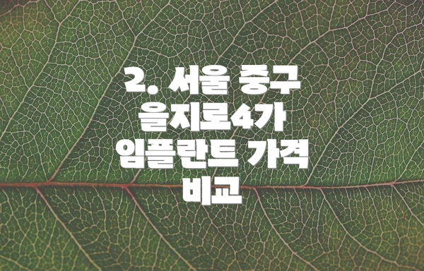 2. 서울 중구 을지로4가 임플란트 가격 비교