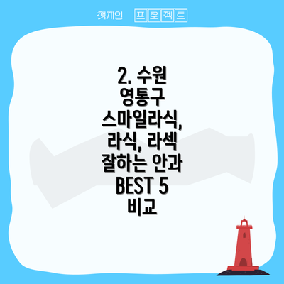 2. 수원 영통구 스마일라식, 라식, 라섹 잘하는 안과 BEST 5 비교