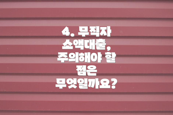 4. 무직자 소액대출, 주의해야 할 점은 무엇일까요?