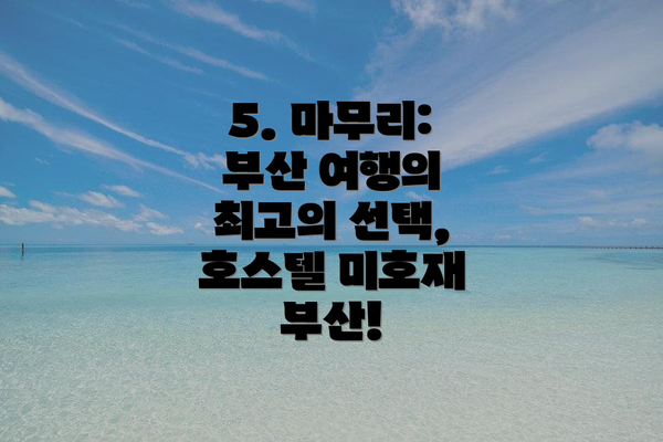 5. 마무리:  부산 여행의 최고의 선택, 호스텔 미호재 부산!