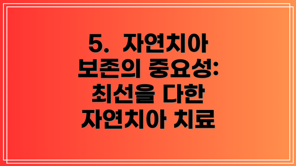 5.  자연치아 보존의 중요성:  최선을 다한 자연치아 치료