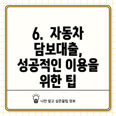 6.  자동차 담보대출, 성공적인 이용을 위한 팁